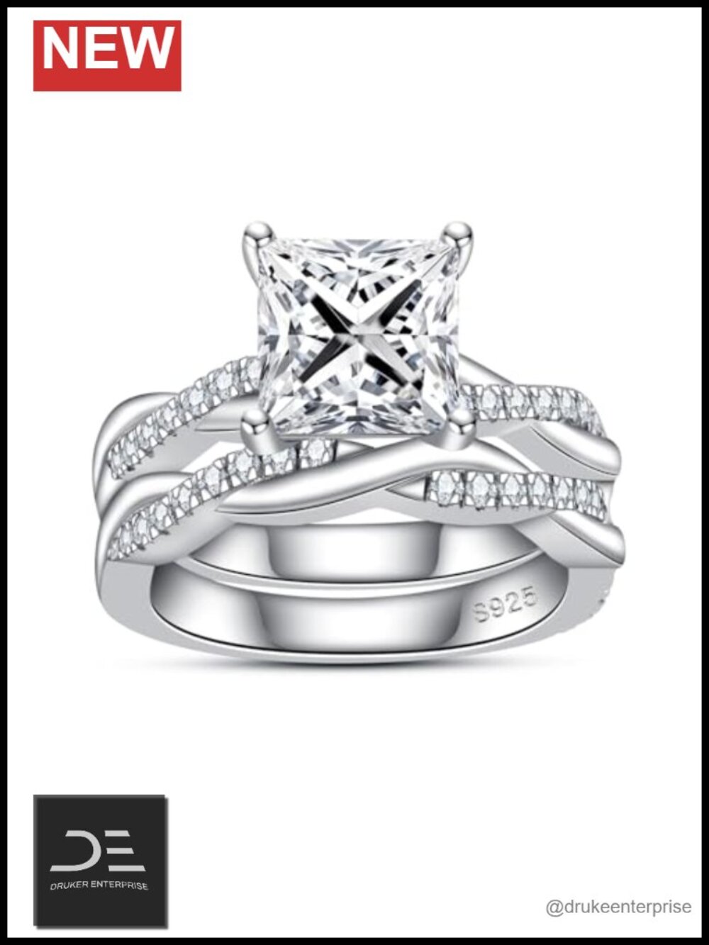 Moissanite Bridal Ring Set 925 Sterling Silver Twisted Vine Engagement Promise